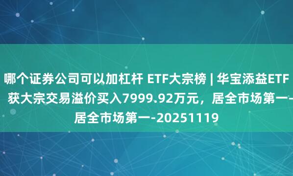 哪个证券公司可以加杠杆 ETF大宗榜 | 华宝添益ETF(511990)：获大宗交易溢价买入7999.92万元，居全市场第一-20251119